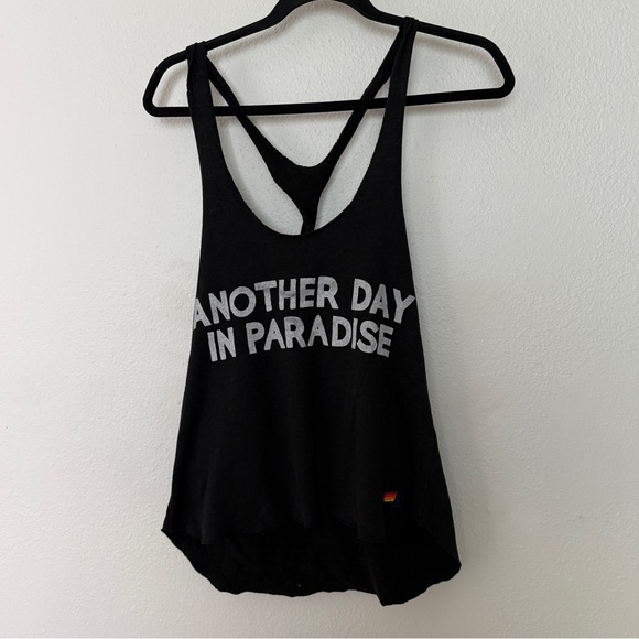 Aviator Nation Another Day In Paradise Raw Edge Black Muscle Tank - Picture 5 of 5